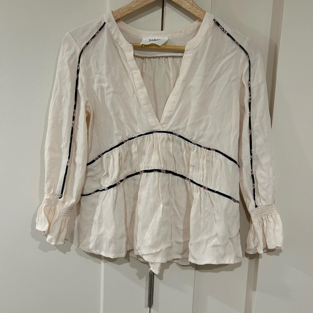 ba&sh Cream Peplum Blouse boho